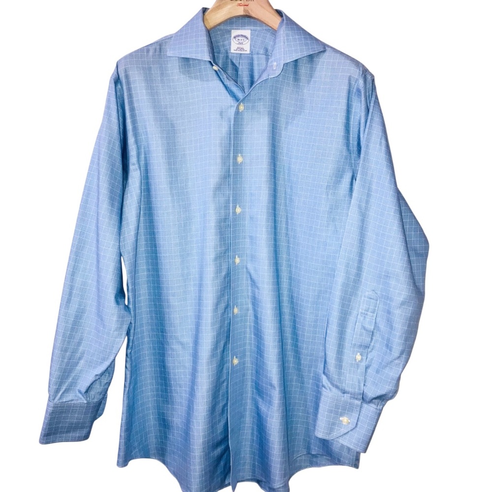 *5 for $25!* Brooks Brothers 346 Blue White Check Button Down Shirt Mens 16 2/3